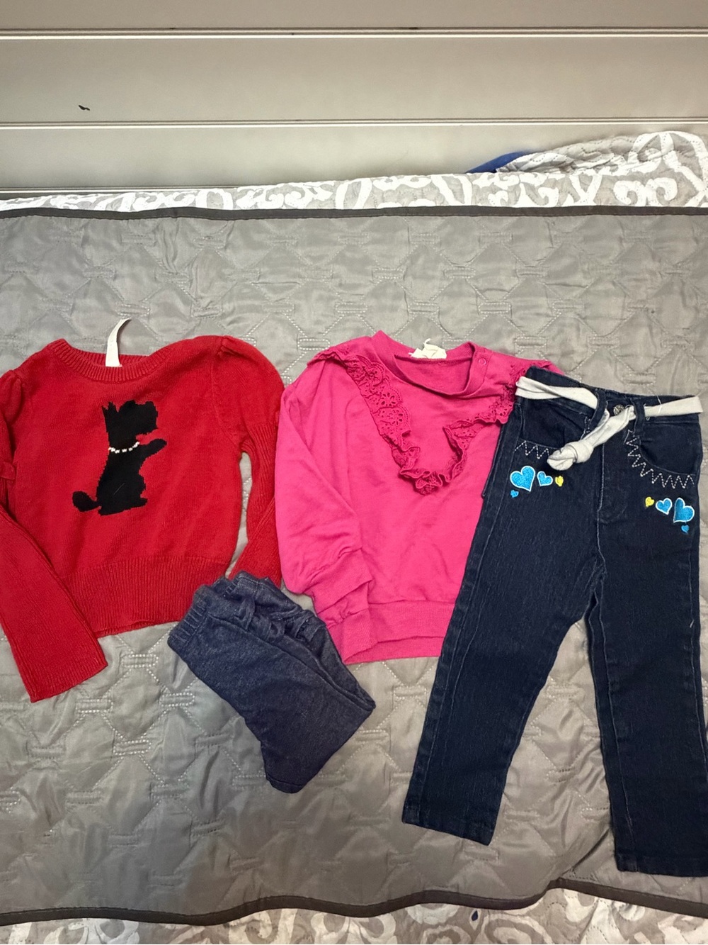 Jessica Simpson Girls' Red Sweater & Pink Ruffle Top Set